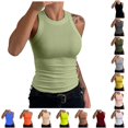 thumbnail image 1 of Uobin Sleeveless Tank Tops for Women High Neck Racerback Ribbed Knit Top Summer 2026 Casual Basic Slim Fit Workout Shirts, 1 of 6