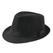 Uobin Straw Trilby Fedora Hat for Men-1920s Felt Panama Hat Short Brim Summer Sun Visor Hat with Ribbon