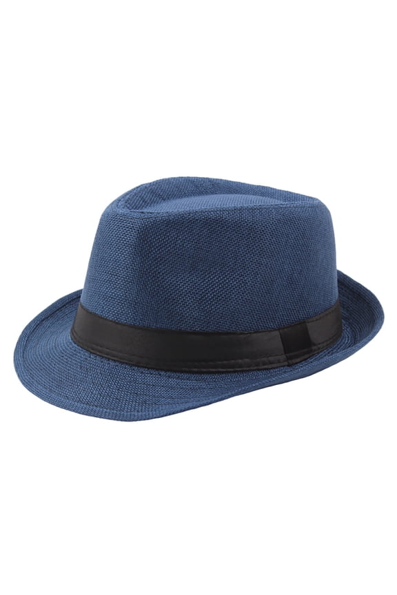 Straw Trilby Fedora Hat for Men-1920s Felt Panama Hat Short Brim Summer Sun Visor Hat with Ribbon