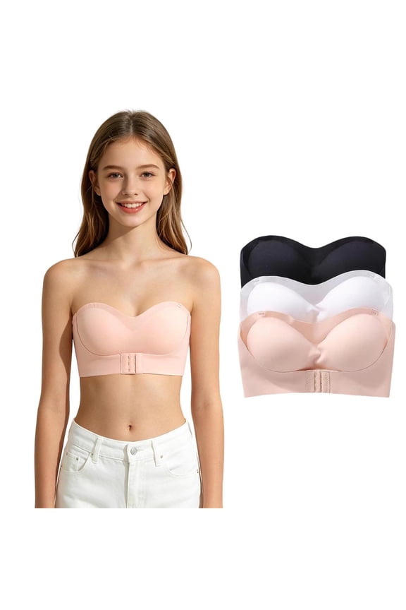 Teen Girls Seamless Strapless Push Up Bra Non-Slip Wireless Small Bust Training Bralette Underwear Dance Ballet Bralettes for 13-18 Years