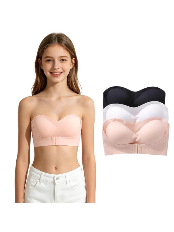 Girls Seamless Strapless Push Up Bra Non- Wireless Small Bust Training Bralette Underwear Dance Ballet Bralettes for 13-18 Years