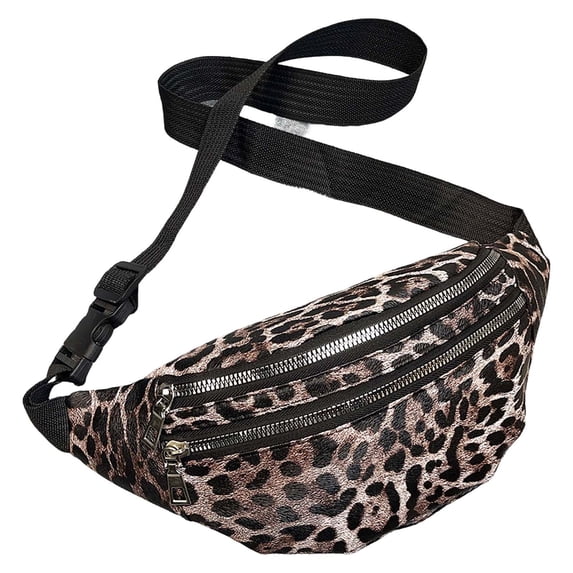 Uobin Unisex Leopard‑Print Fanny Pack, Water‑Resistant Multi‑Zipper Crossbody Chest Waist Bag, Adjustable Lightweight Sling Pouch for Casual Outdoor Daily Use
