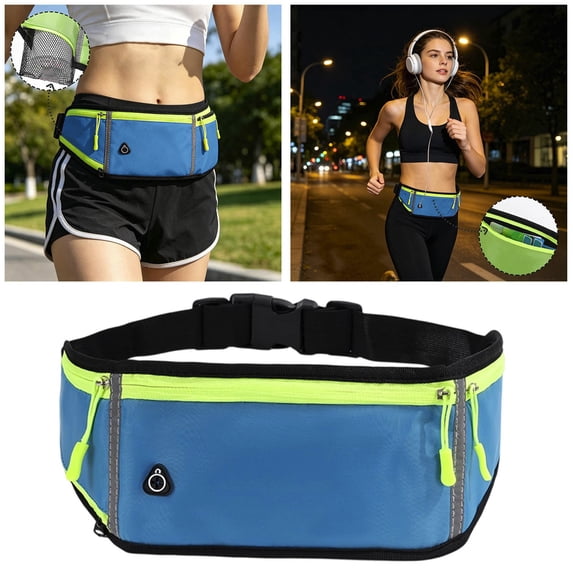 Uobin Unisex Slim Running Belt Fanny Pack, Lightweight Waist Pack with Water Bottle Holder, Adjustable Waist Bag for Running Hiking Cycling Travel Men Women
