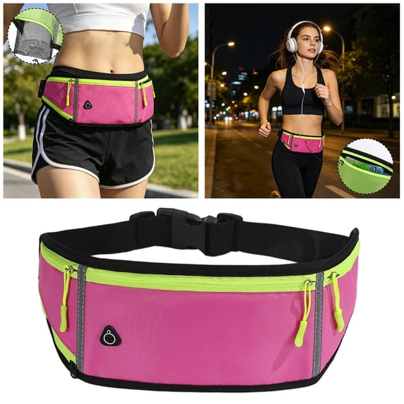 Uobin Unisex Slim Running Belt Fanny Pack, Lightweight Waist Pack with Water Bottle Holder, Adjustable Waist Bag for Running Hiking Cycling Travel Men Women