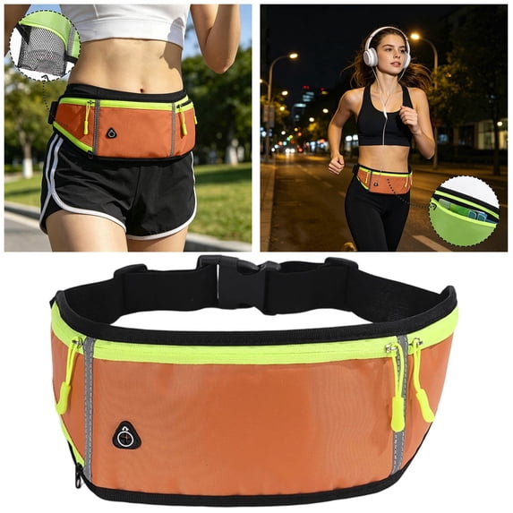 Uobin Unisex Slim Running Belt Fanny Pack, Lightweight Waist Pack with Water Bottle Holder, Adjustable Waist Bag for Running Hiking Cycling Travel Men Women