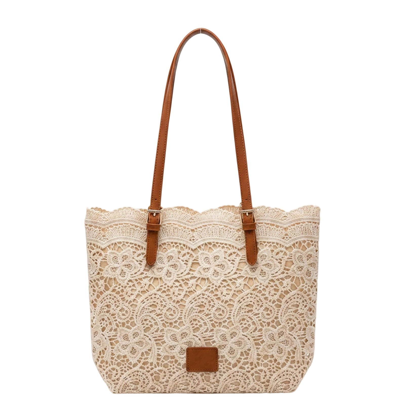 Uobin Vintage Lace Shoulder Bag Summer Straw Handbags for Women 2026 Crochet Kiss Lock Cute Large Tote Purses
