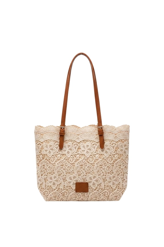 Vintage Lace Shoulder Bag Summer Straw Handbags for Women 2026 Crochet Kiss Lock Cute Large Tote Purses