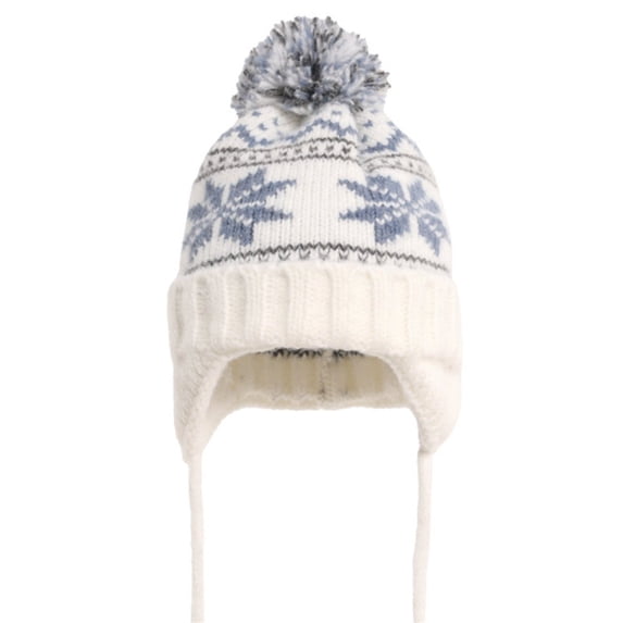 Uobin Winter Warm Scarf Hat Set With Festive Snowflake Knitted Lined Earmuffs Soft Thermal Yarn For Daily Casual Outdoor