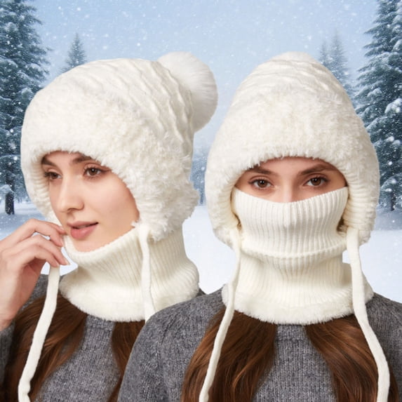 Uobin Winter Warmth Knitted Scarf Hat Set For Cold Weather Outdoor Activities Thermal
