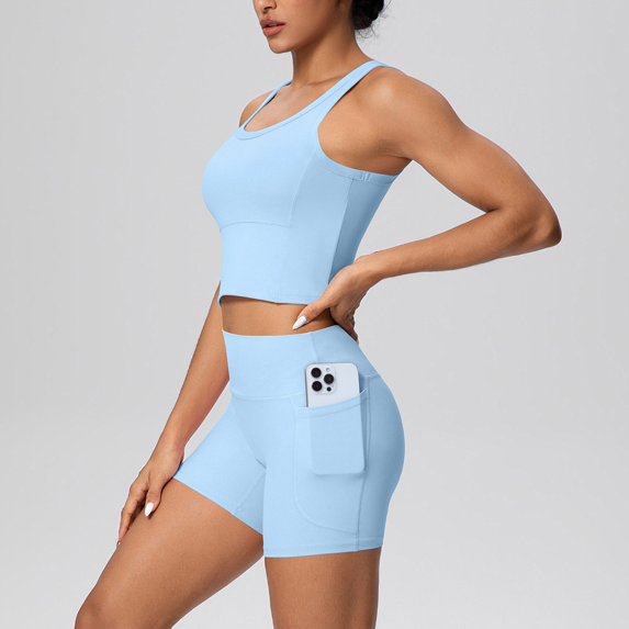 Uobin Women 2 Pieces Yoga Set High Waist Shorts For Running Fitness Gym Breathable Sweat Wicking Sportswear Activewear Exercise Performance Slim Fit Control Workout