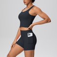 thumbnail image 1 of Uobin Women 2 Pieces Yoga Set High Waist Shorts For Running Fitness Gym Breathable Sweat Wicking Sportswear Activewear Exercise Performance Slim Fit Control Workout, 1 of 6