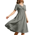 thumbnail image 1 of Uobin Women Casual Solid Short Sleeve Long Maxi Dress Lightweight Breathable Fashion Loose Dress with Pockets, 1 of 5