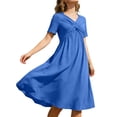 thumbnail image 1 of Uobin Women Casual Solid Short Sleeve Long Maxi Dress Lightweight Breathable Fashion Loose Dress with Pockets, 1 of 5
