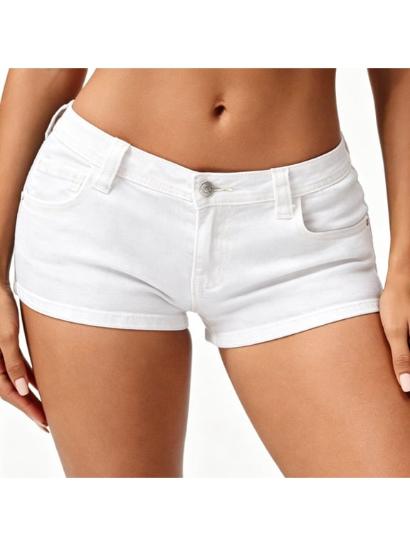 Uobin Women Casual Summer Low Waist Stretchy Denim Shorts Trendy Mini Y2 Sexy Summer Jean Shorts