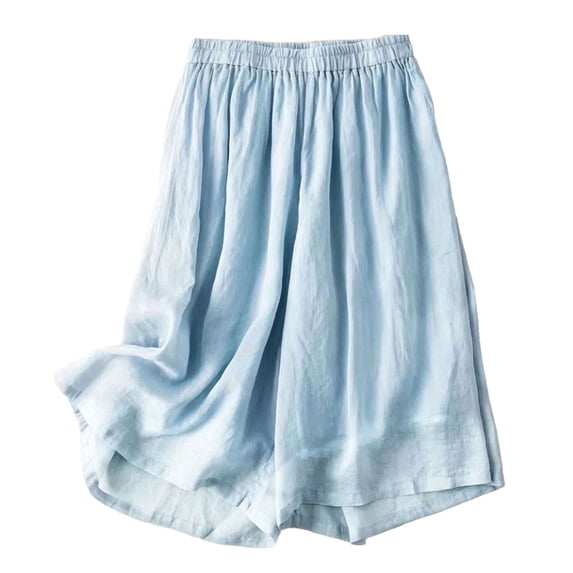 Uobin Women High Waist Wide Leg Capri Pants Loose Fit Flowy Draped Design Lightweight Casual Summer Daily Shorts Pants