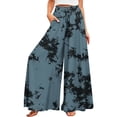 thumbnail image 1 of Uobin Women Palazzo Pants Summer Boho Wide Leg High Waist Casual Lounge Yoga Pants Elastic Waist with Pockets Trousers, 1 of 4