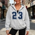 thumbnail image 1 of Uobin Women Zip Up Hoodie Jacket Loose Casual Long Sleeve Drawstring Hooded Sweatshirt Daily Outerwear with Pockets, 1 of 3