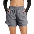 thumbnail image 1 of Uobin Women's 2 in 1 Running Shorts Quick Dry Athletic Gym Workout Shorts with Liner Phone Pockets, 1 of 7