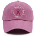 thumbnail image 1 of Uobin Women's Cancer Awareness Baseball Cap, Hope Believe Fight Pink Ribbon Embroidered Washed Dad Hat, Adjustable Casual Sun Hat for Women, 1 of 3