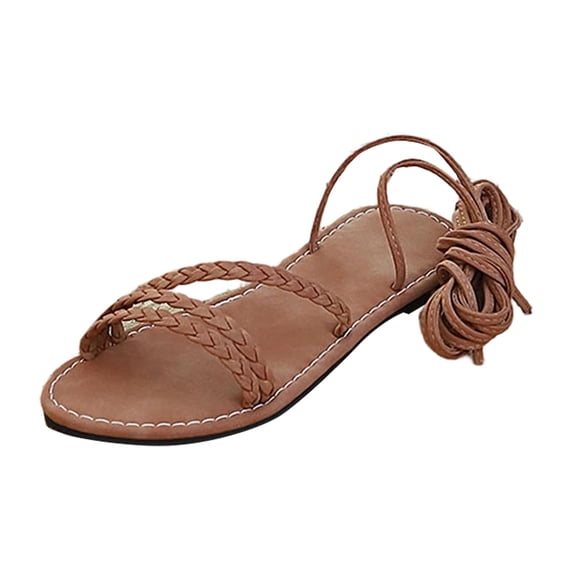 Uobin Women’s Flat Sandals – Comfortable Lace-Up Gladiator Sandals with Adjustable Ankle Wrap | Strappy Crisscross Open Toe Tie-Up Shoes for Summer, Beach & Travel