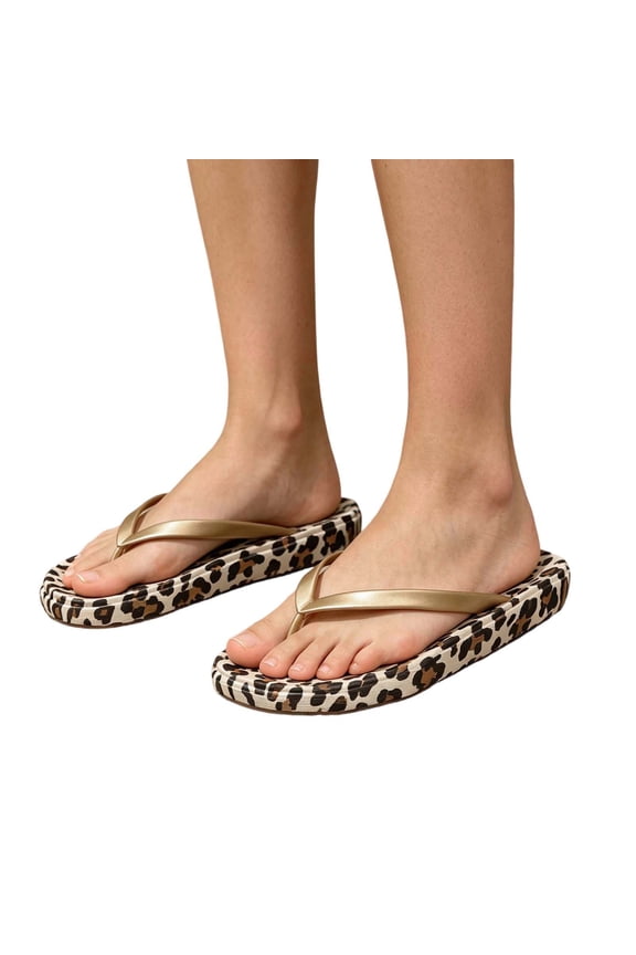 Women's Leopard Print Slide Slippers Summer Outdoor Indoor Casual Footwear