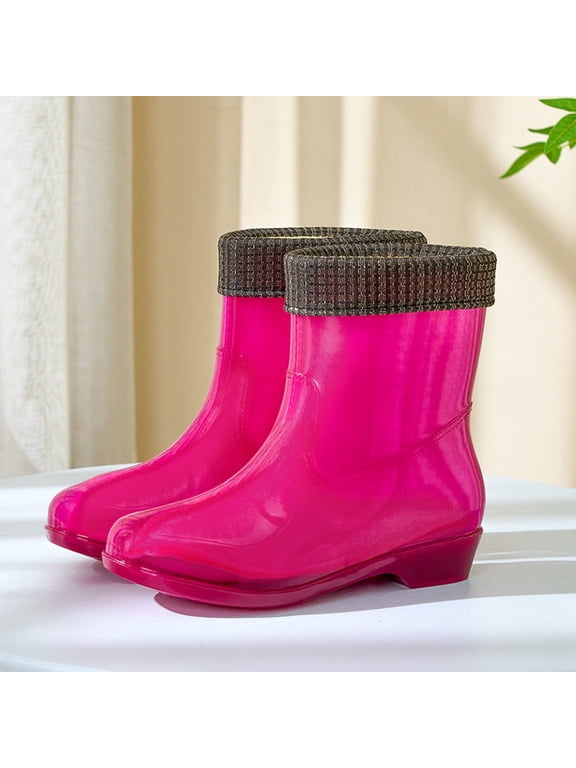 Women's Mid Calf Rain Boots Fashionable Jelly Shoes With For Warmth