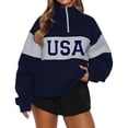 thumbnail image 1 of Uobin Women's Oversized USA Graphic Letter Print Sweatshirts Crewneck Patriotic Pullover Tops Winter Sweater, 1 of 4
