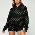 thumbnail image 1 of Uobin Women’s Polka Hooded Shorts Two Long Sleeve Oversized Hoodie And Matching Shorts Y2K Sweatsuits, 1 of 5