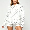thumbnail image 1 of Uobin Women’s Polka Hooded Shorts Two Long Sleeve Oversized Hoodie And Matching Shorts Y2K Sweatsuits, 1 of 5