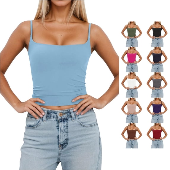 Uobin Women's Sexy Slim Fit Sleeveless Tank Top With Removable Padding Adjustable Strap Camisole For Layering And Casual Wear