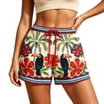 thumbnail image 1 of Uobin Women's Tropical Print High Wwaist Shorts Boho Comfy Drawstring Casual Elastic Waist Summer Beach Lightweight Short Pants with Pockets, 1 of 4