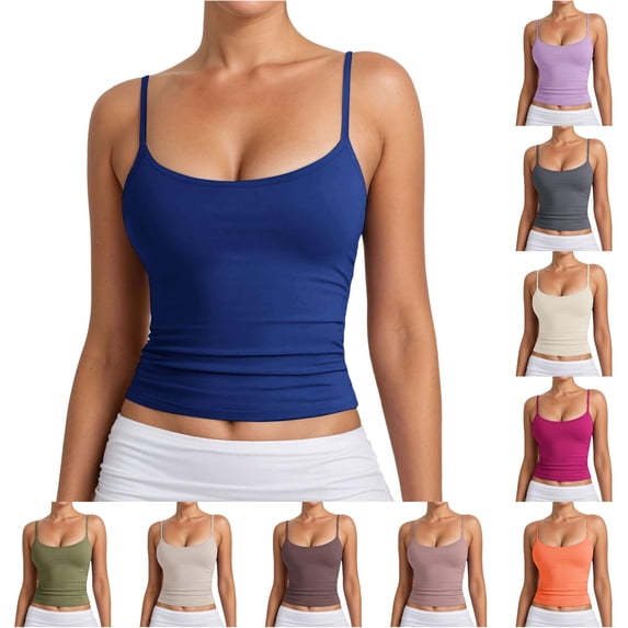 Uobin Womens Adjustable Camisole Sleeveless Square Neck Spaghetti Strap Tank Tops Basic Shirt