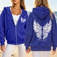 thumbnail image 1 of Uobin Womens Angel Wings Hoodie Trendy Long Sleeve Sweatshirt Baggy Drawstring Sweat Shirt Casual Pullover Tops with Pocket, 1 of 6
