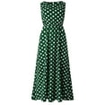 thumbnail image 1 of Uobin Womens Polka Dot Dress Round Neck Sleeveless A Line Pleated Loose Ruched Flowy Casual Tank Dresses Sundresses, 1 of 5