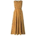 thumbnail image 1 of Uobin Womens Polka Dot Dress Round Neck Sleeveless A Line Pleated Loose Ruched Flowy Casual Tank Dresses Sundresses, 1 of 5
