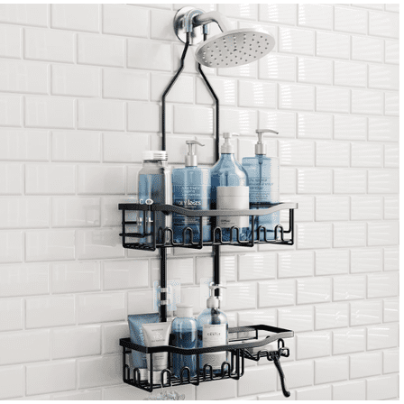 Uoisaiko Upgraded Extended Length Shower Organizer with Hooks, Rustproof Shampoo Soap Holder, Large Hanging Bathroom Caddy