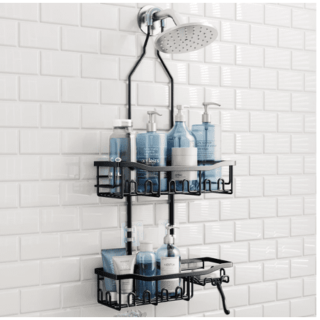 Uoisaiko Upgraded Extended Length Shower Organizer with Hooks, Rustproof Shampoo Soap Holder, Large Hanging Bathroom Caddy