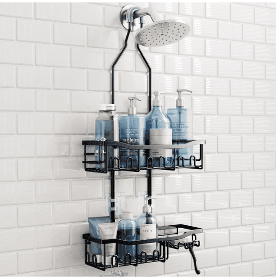 Uoisaiko Upgraded Extended Length Shower Organizer with Hooks, Rustproof Shampoo Soap Holder, Large Hanging Bathroom Caddy