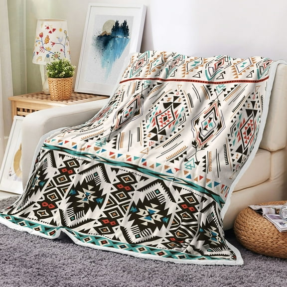 Uokiuki Southwest Native Geometric Flannel Throw, 60" x 50"