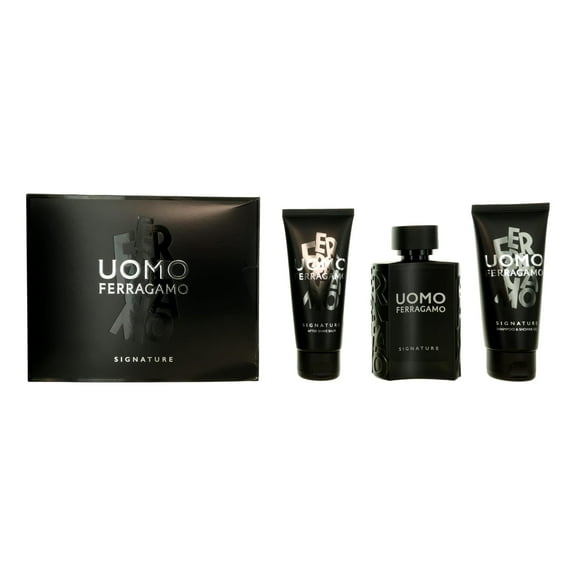Salvatore Ferragamo Uomo Signature , 3 Pc Gift Set 3.4oz EDP Spray, 3.4oz Shampoo and Shower Gel, 3.4oz After Shave Balm