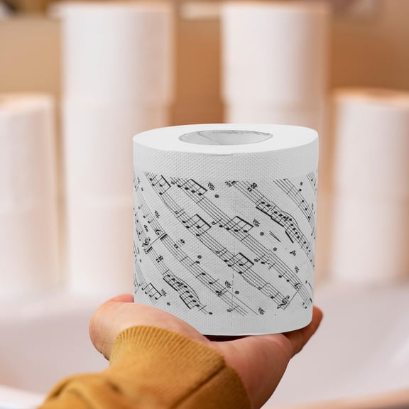 Uonlytech Soft White Toilet Paper Roll with Music Notes Printing for Bathroom Decor