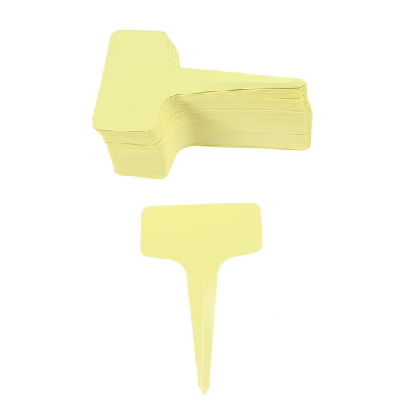 Uonlytech 100Pcs Durable Yellow Plastic Plant Markers Garden Labels Reusable with Matte Writable Surface