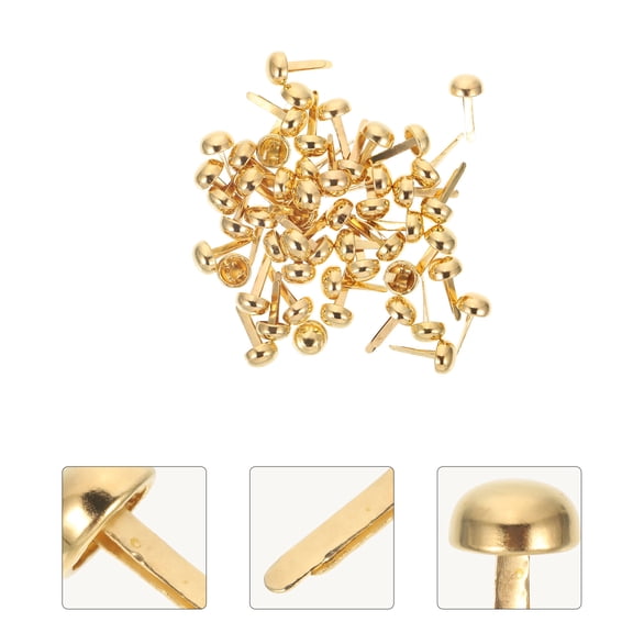 Uonlytech 100Pcs Small Metal Paper Fastener Brads Golden Decorative Pins for Scrapbook Craft