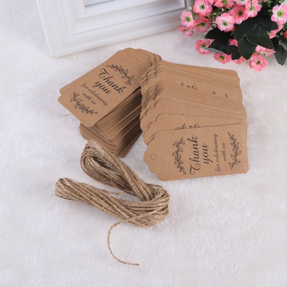 Uonlytech 101Pc Brown Kraft Paper Tags for Candy Jars Cookies Decoration