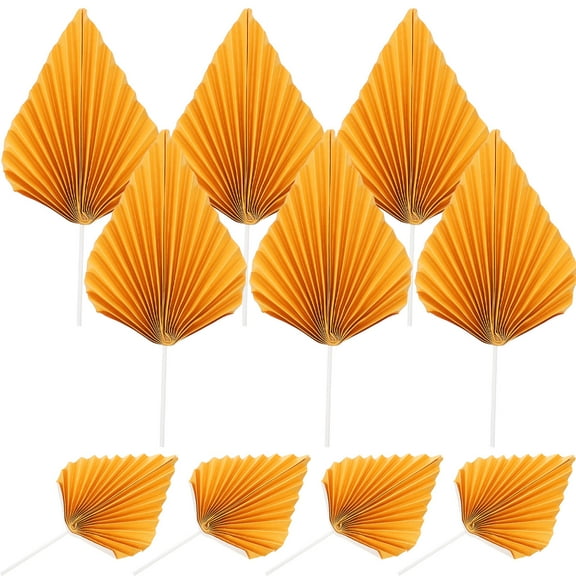 Uonlytech 10PCS Leaf Shape Paper Cake Topper Decoration for Birthday Party