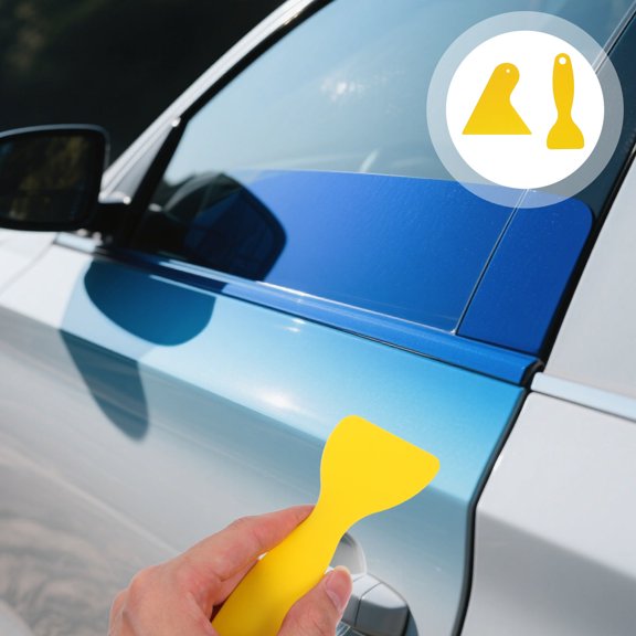 Uonlytech 10Pcs Auto Film Triangle Scraper Durable Plastic Car Sticker Mounting Scraper with Long Handle