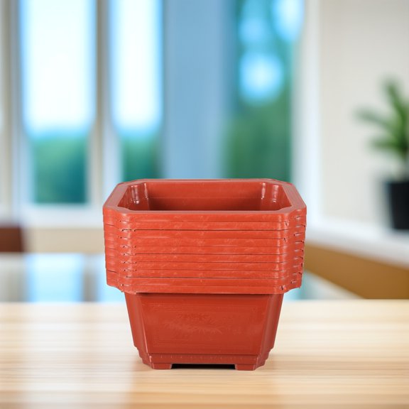 Uonlytech Thickened Dark Red Plastic Flowerpot for Home Gardening 10Pcs
