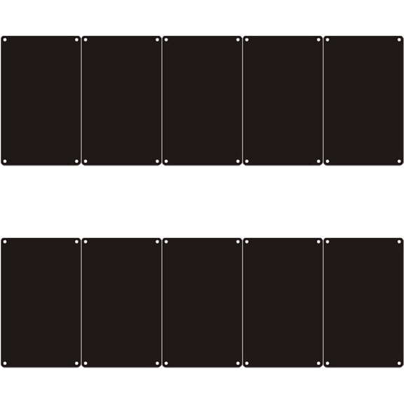 Uonlytech 10Pcs Multi Function Black Metal Name Plate Door Sign for Custom DIY and Office Wall Use