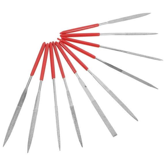 Uonlytech 10Pcs Metal Files Kit with Rubber Coated Red Handles Multipurpose Tool Set for DIY and Crafting