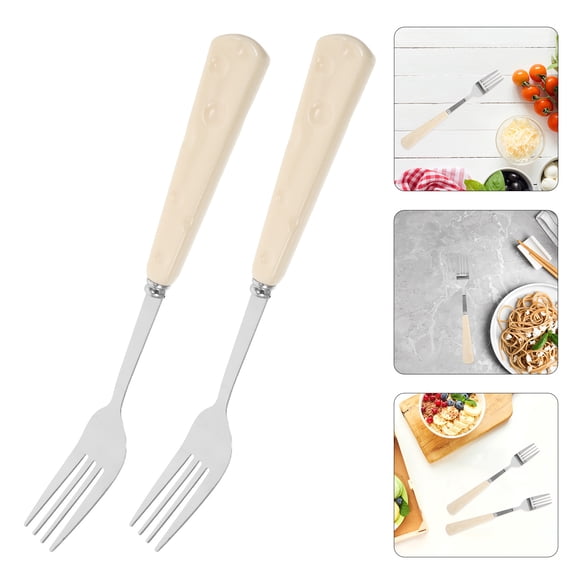 Uonlytech 10-Piece Stainless Steel Dinner Forks with Faux Ceramic Handles, Reusable Flatware for Home Dining and Kitchen